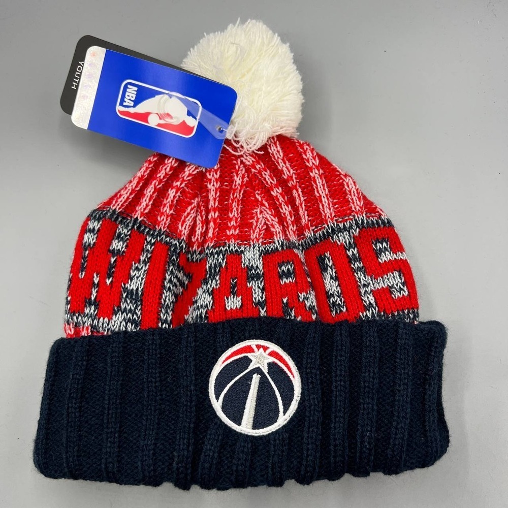 Washington Wizards Hat Youth Red Blue NBA Cuffed Beanie Pom Pom Cap New‎